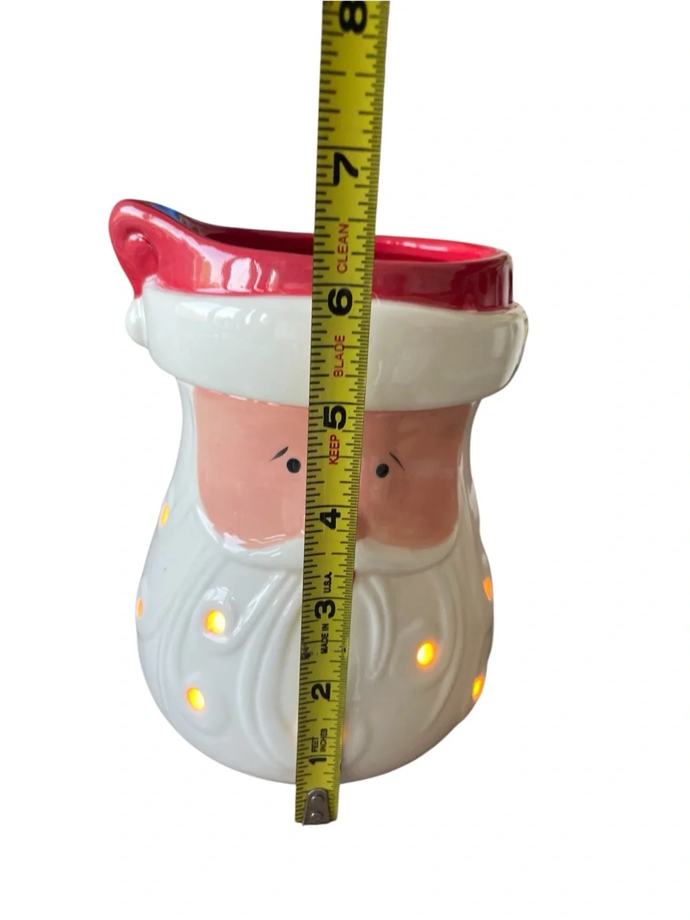 Santa Ceramic Wax Warmer - White and Red Holiday Decor